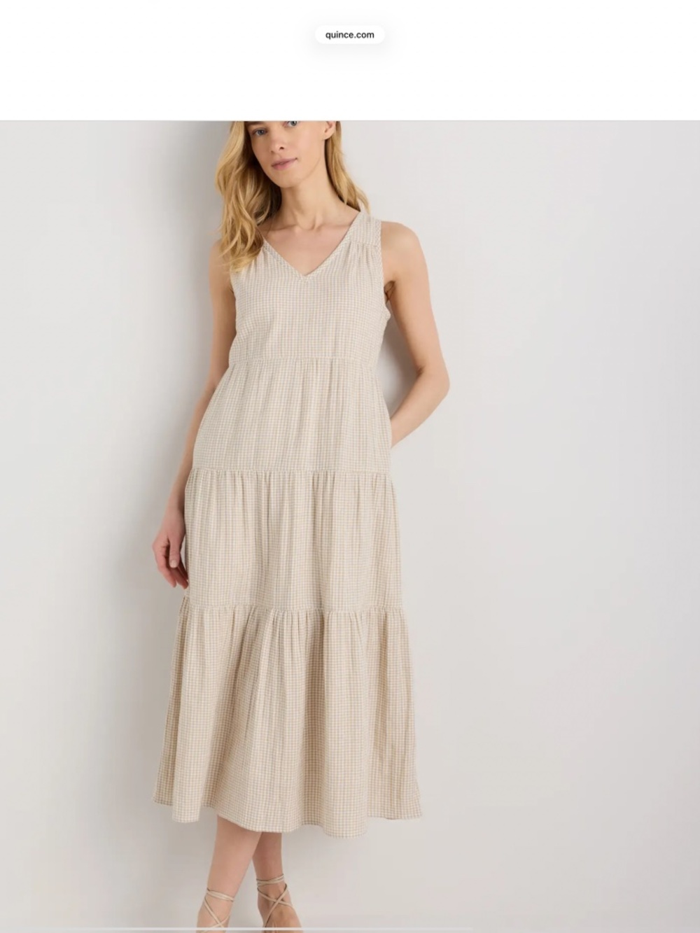 Quince Gauze Tiered Maxi Dress in Tan Brown Fall/transition